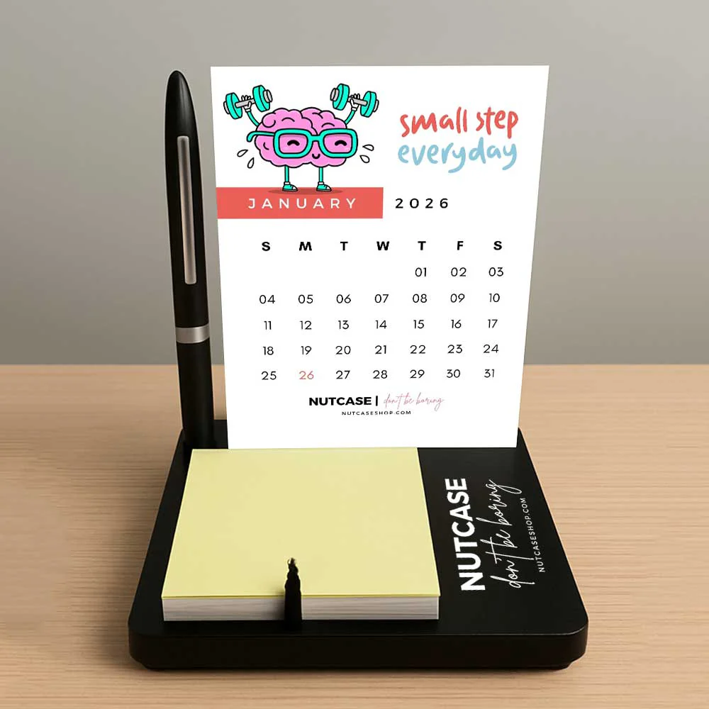 Desk Calendar with Pen Stand (including Pen) and Slot for Post-its (Post Its 1 set Included) - Image 2