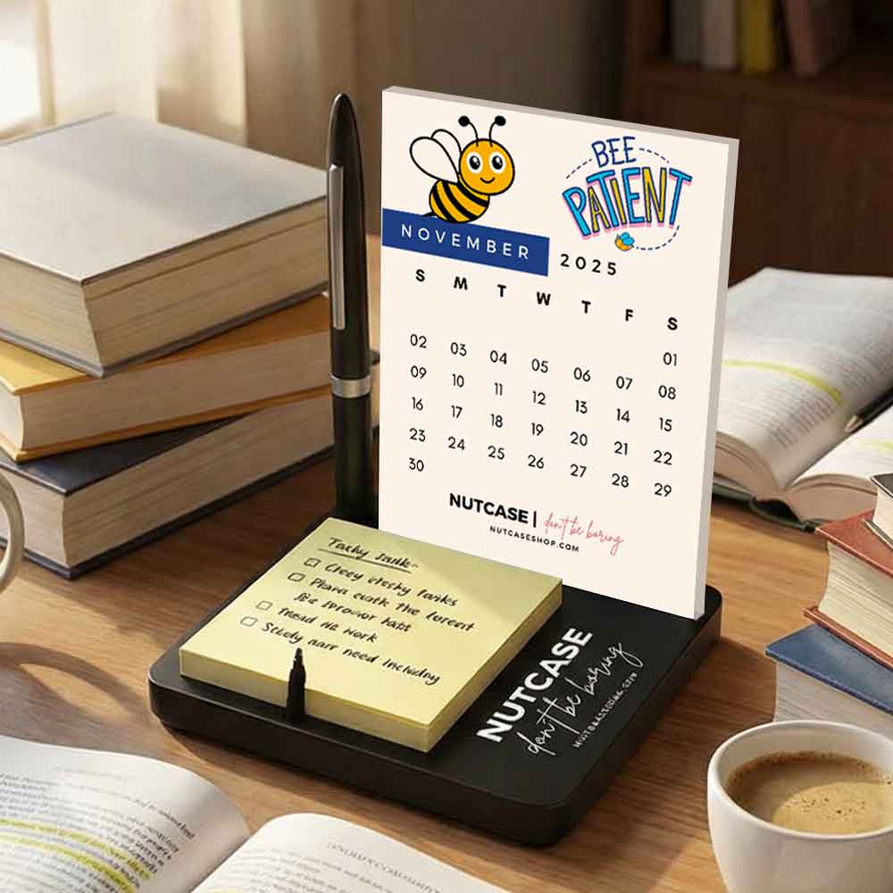 Desk Calendar with Pen Stand (including Pen) and Slot for Post-its (Post Its 1 set Included) - Image 3