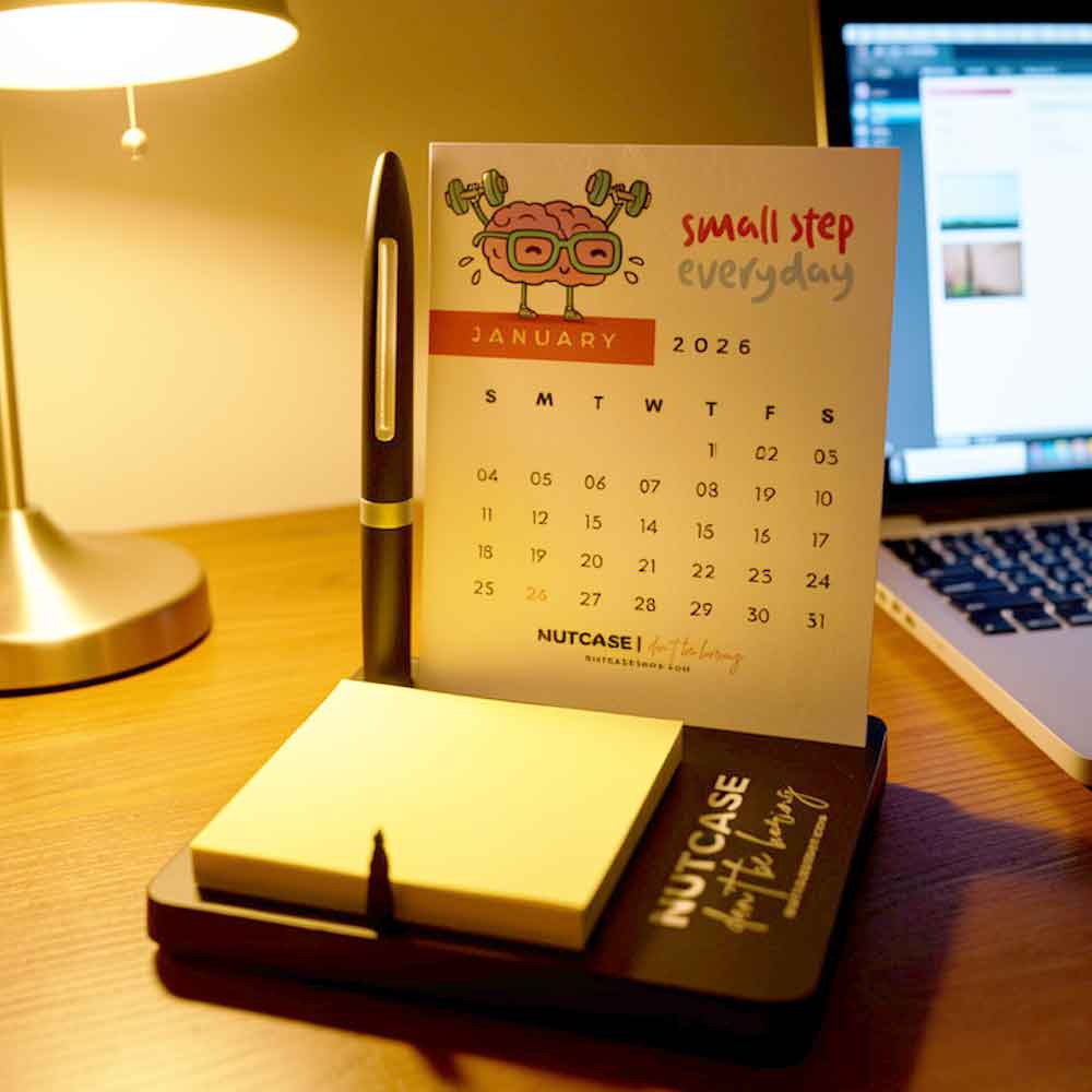 Desk Calendar with Pen Stand (including Pen) and Slot for Post-its (Post Its 1 set Included) - Image 4