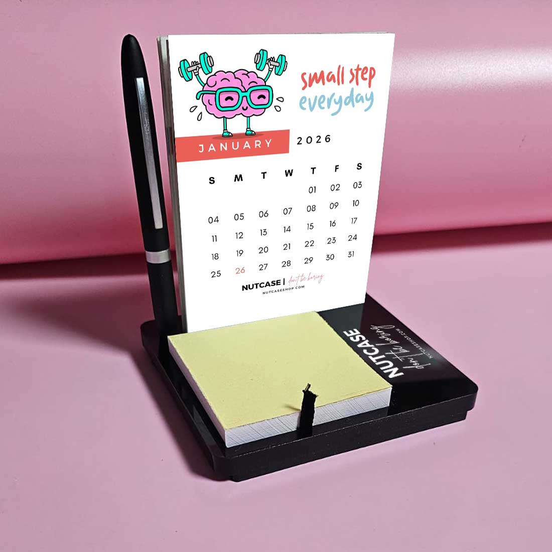 Desk Calendar with Pen Stand (including Pen) and Slot for Post-its (Post Its 1 set Included) - Image 6