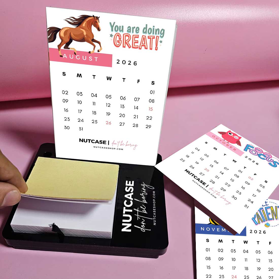Desk Calendar with Pen Stand (including Pen) and Slot for Post-its (Post Its 1 set Included) - Image 9