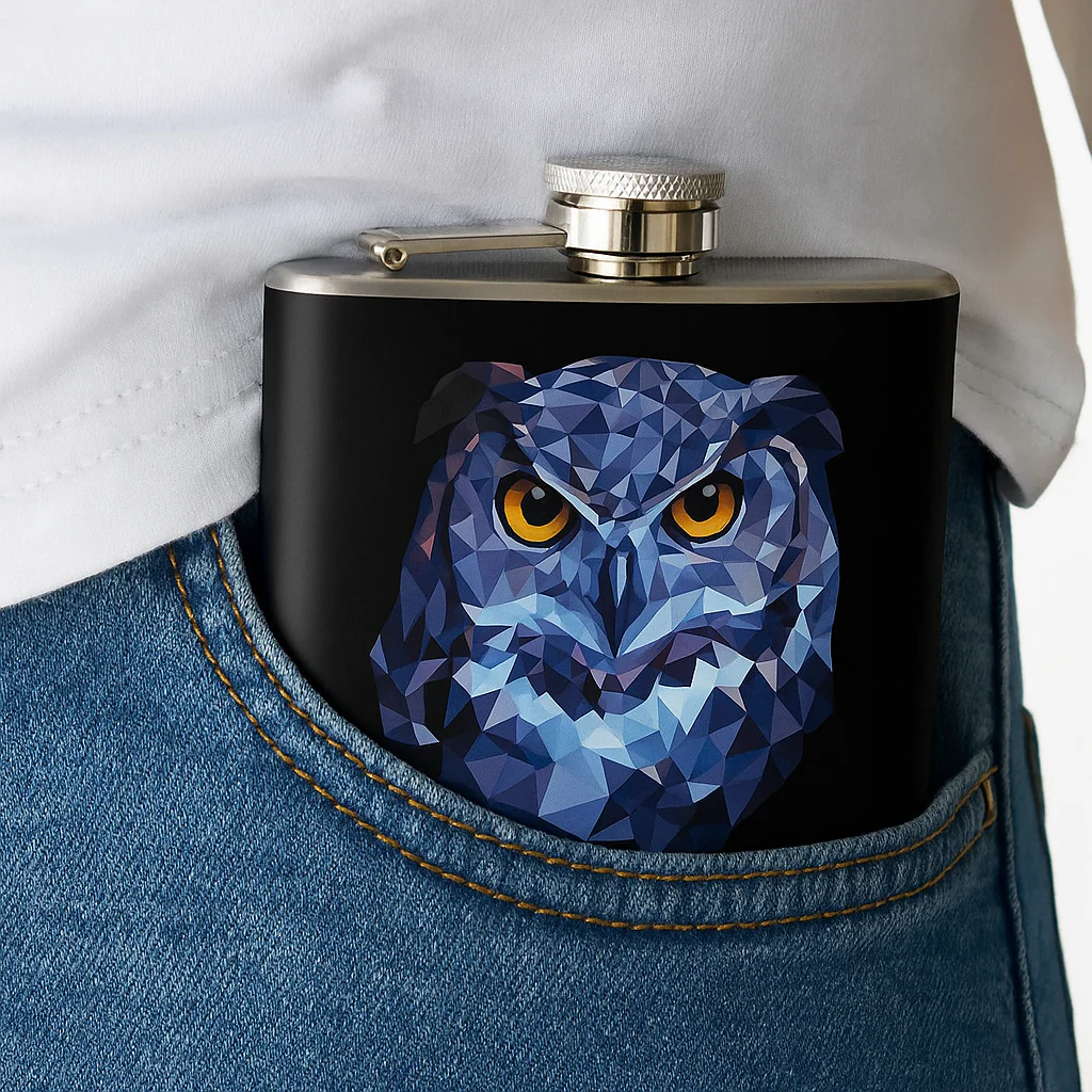 Hip Flask - Geometric Owl - Image 3