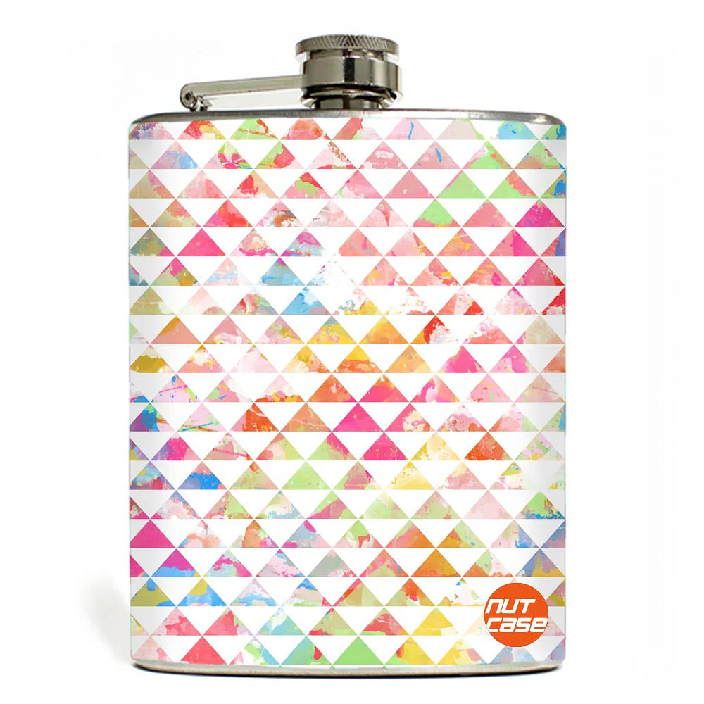 Hip Flask - Stainless Steel Flask -  Triangular Watercolor