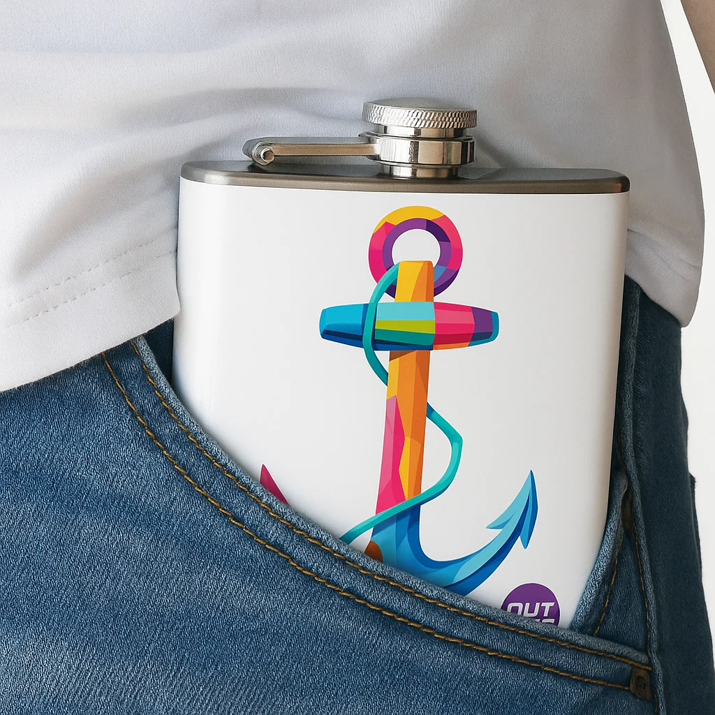 Hip Flask - Pop Art Anchor - Image 3
