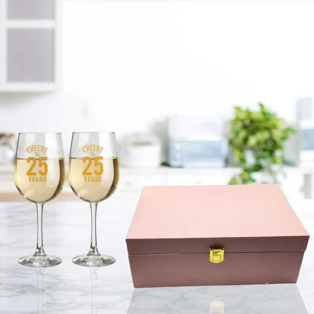 Anniversary Gifts for Couples with Wine Glass Set - Available in Black - Image 9