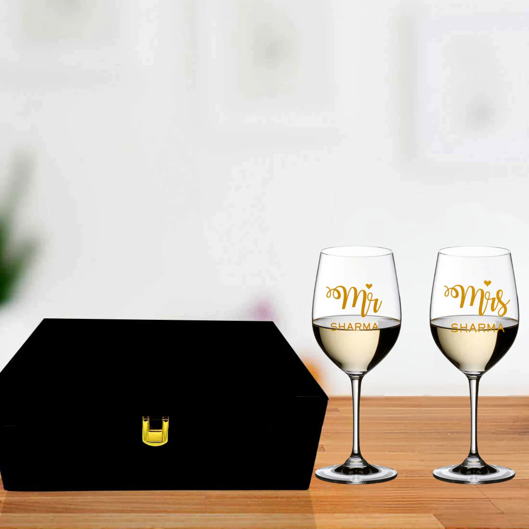 Custom Wine Glasses Set Of 2 Gifts for Couples - Mr & Mrs - Image 8