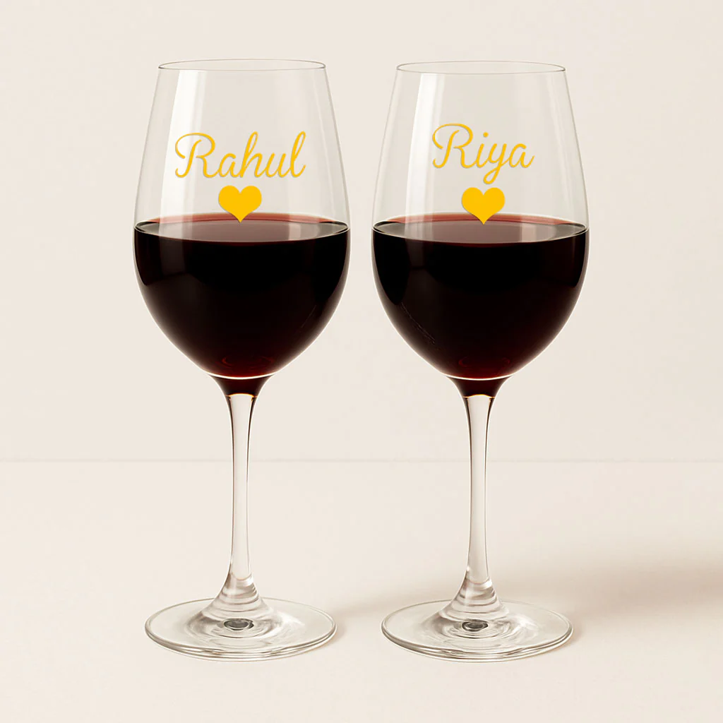 Personalized Wine Glasses Gift Set Of 2 Anniversary Gifts for Couples - Add Name - Image 3