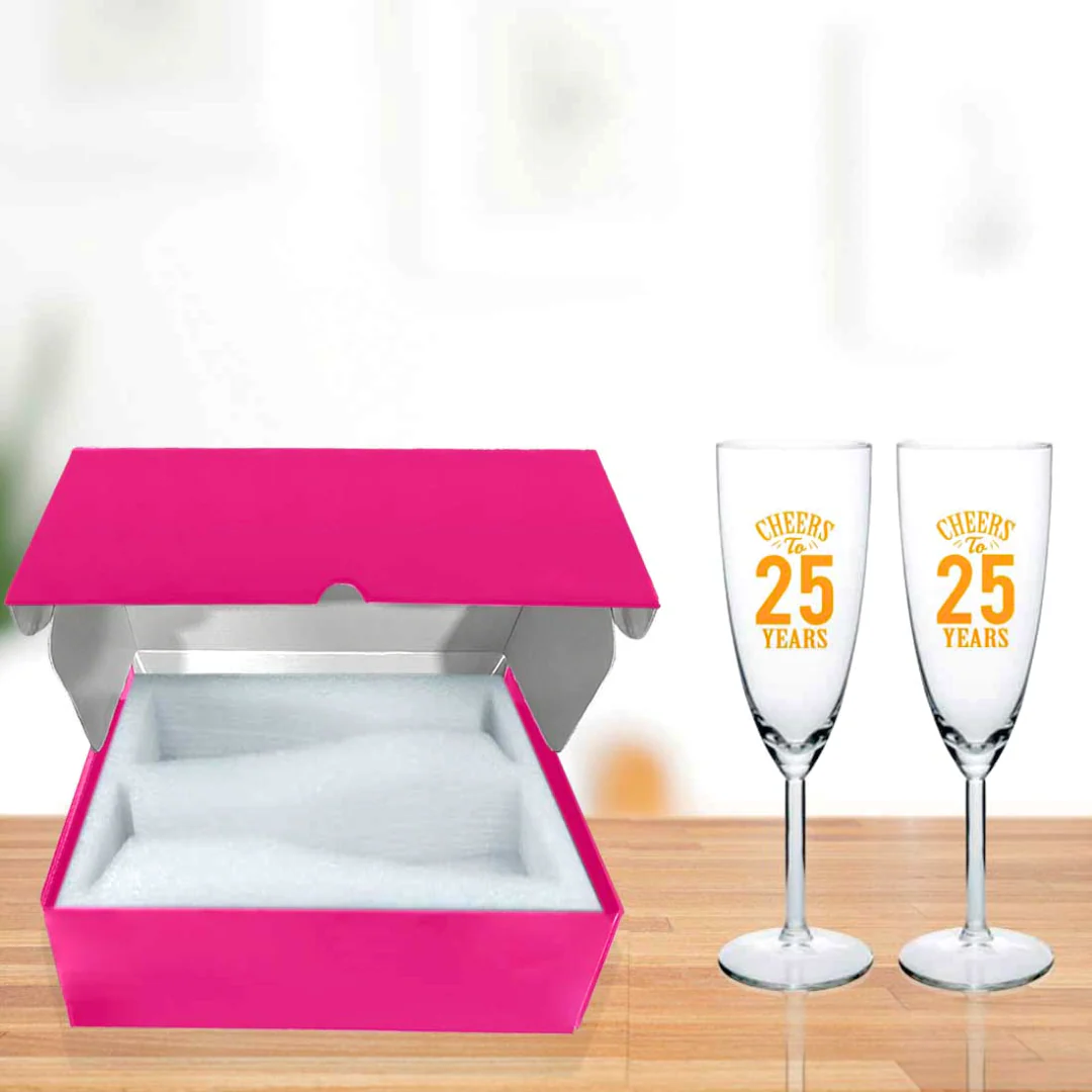 25th Anniversary Gifts for Couples with Champagne Glass Set - Available in Black - Image 7