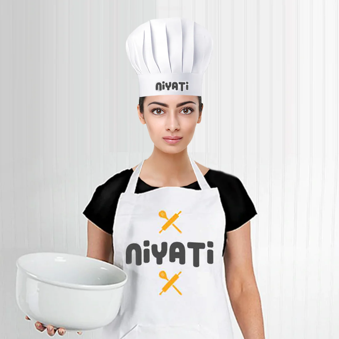Custom Made Name Printed Apron With Pockets - Rolling Pin
