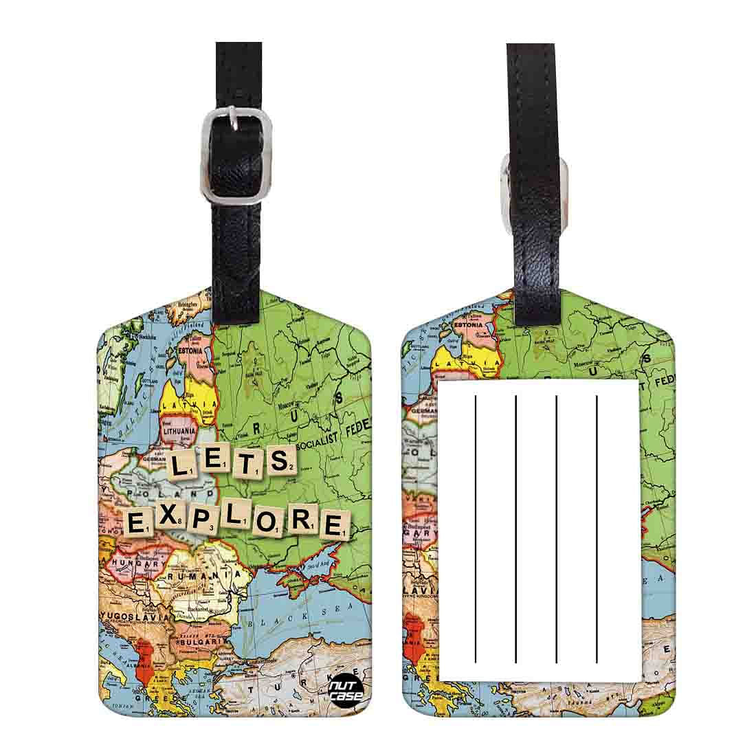 Luggage Tags Set Of 2 - Map Blue