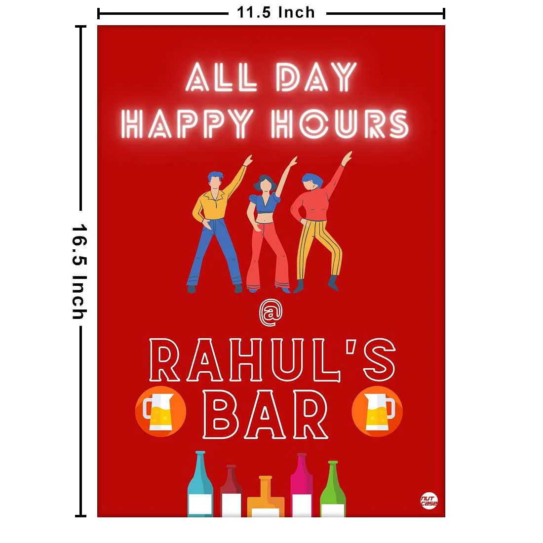 Personalized Funny Bar Signs for Home Restaurant Wall Art-All Day Happy Hours - Image 3