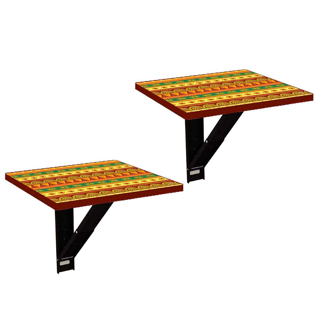 Floating Bedside Table for Bedroom - Aztec Orange Yellow Pattern - Image 11