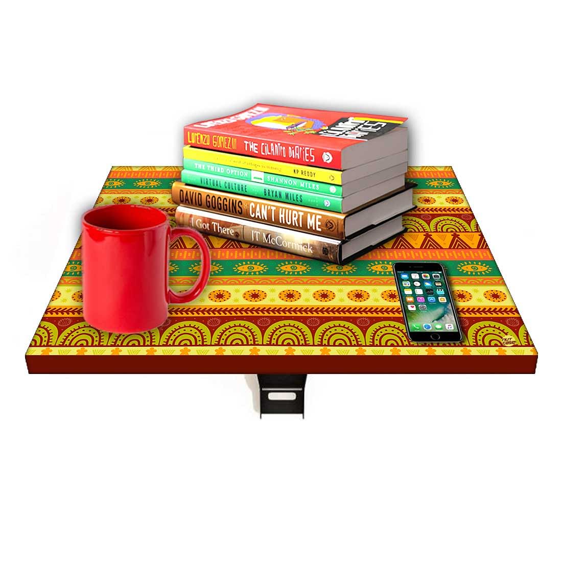 Floating Bedside Table for Bedroom - Aztec Orange Yellow Pattern - Image 7