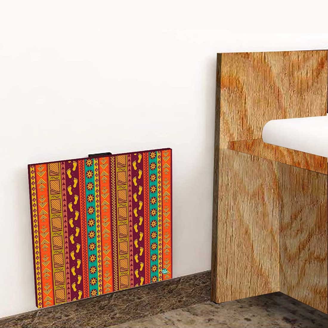 Floating Bedside Laptop Table for Bedroom - Aztec Orange Green Pattern - Image 8
