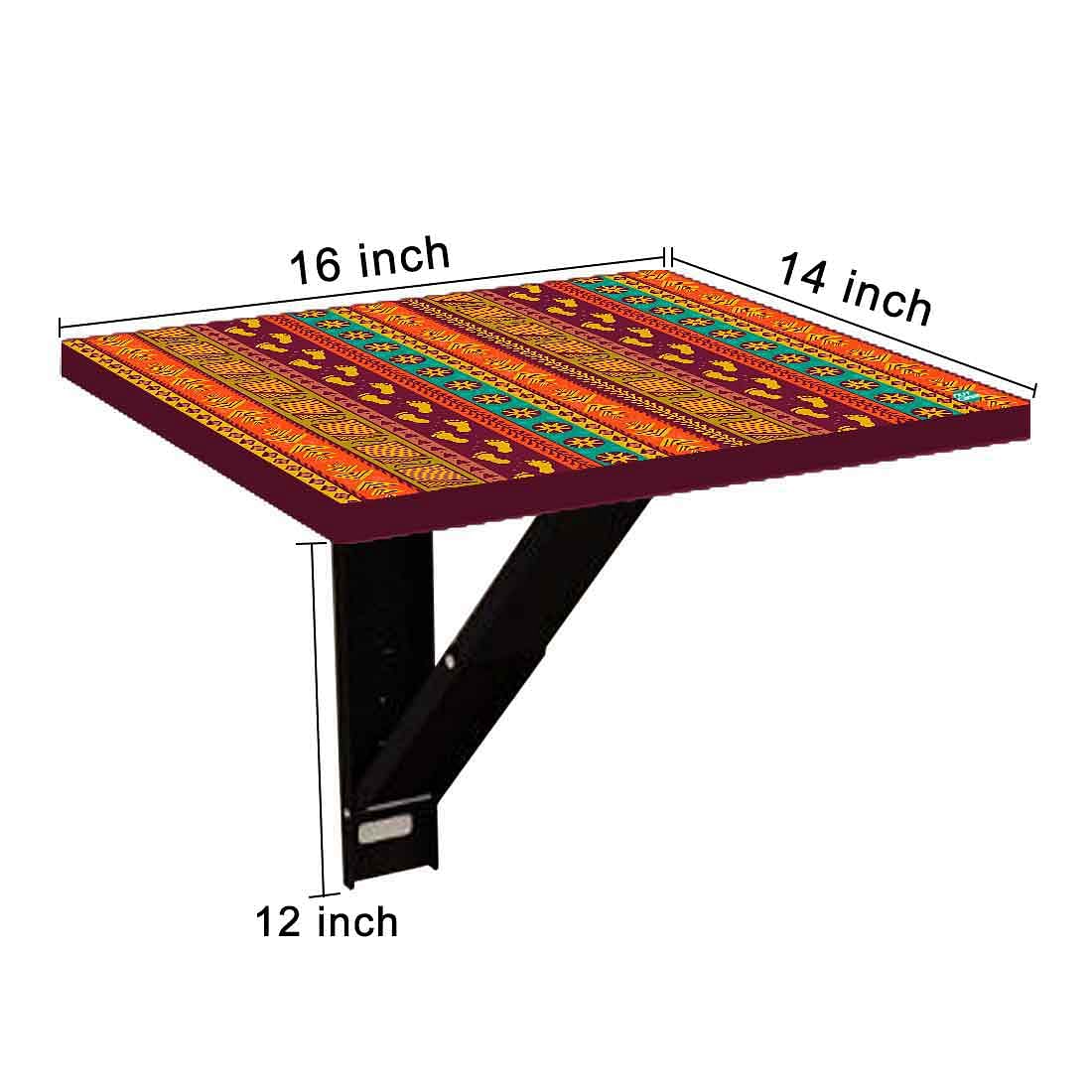 Floating Bedside Laptop Table for Bedroom - Aztec Orange Green Pattern - Image 9