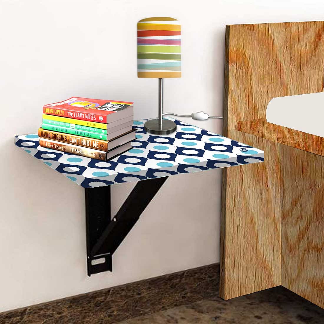 Folding Side Table Wall Mounted For Bedroom- Shades of Blue Retro - Image 4