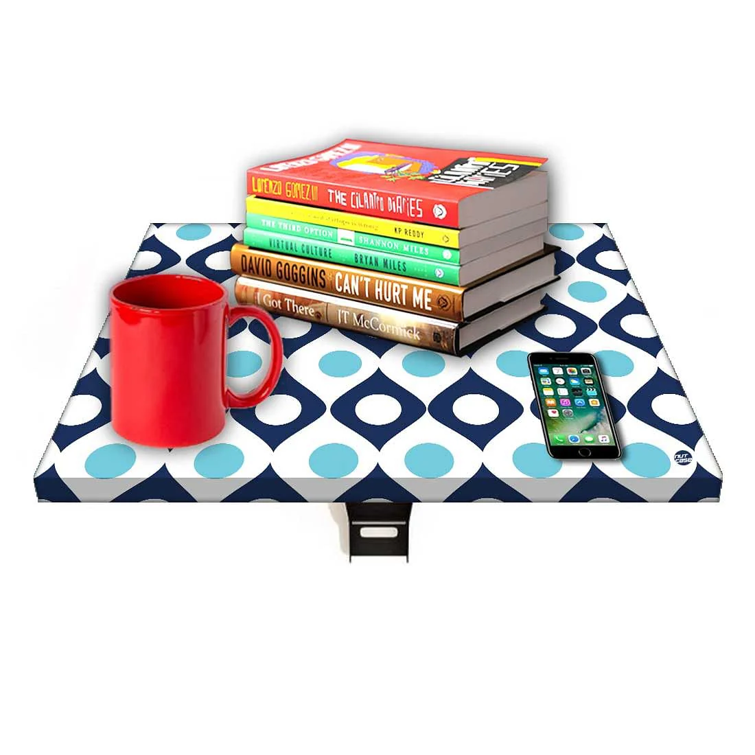 Folding Side Table Wall Mounted For Bedroom- Shades of Blue Retro - Image 7