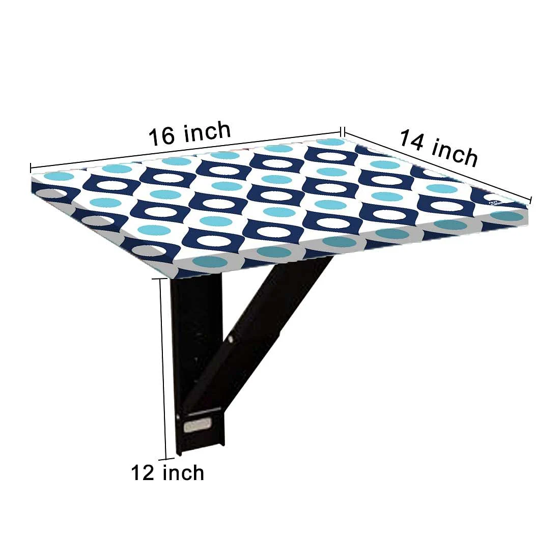 Folding Side Table Wall Mounted For Bedroom- Shades of Blue Retro - Image 9