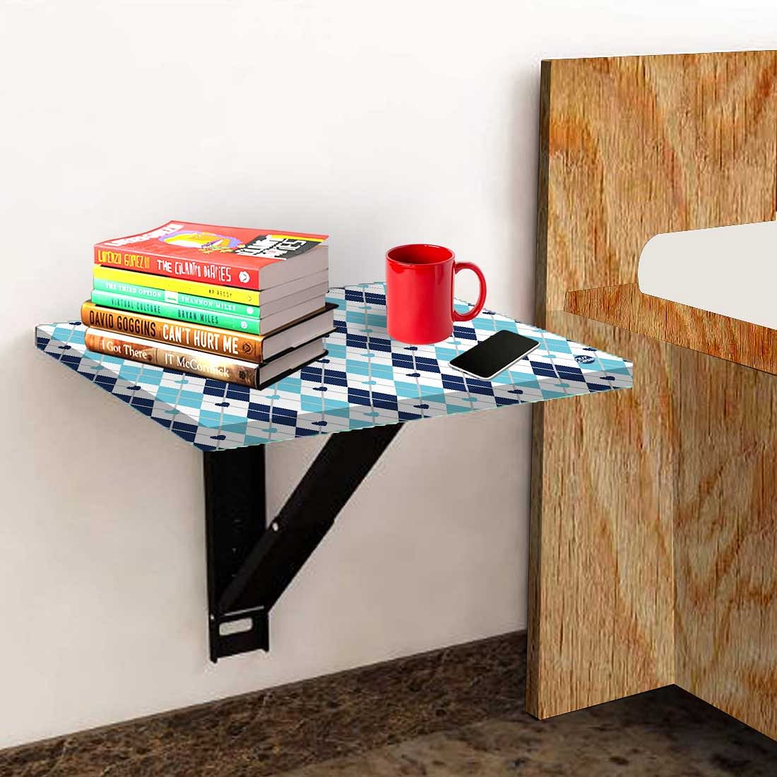 Side Table for Bedroom - Blue Plaids - Image 3