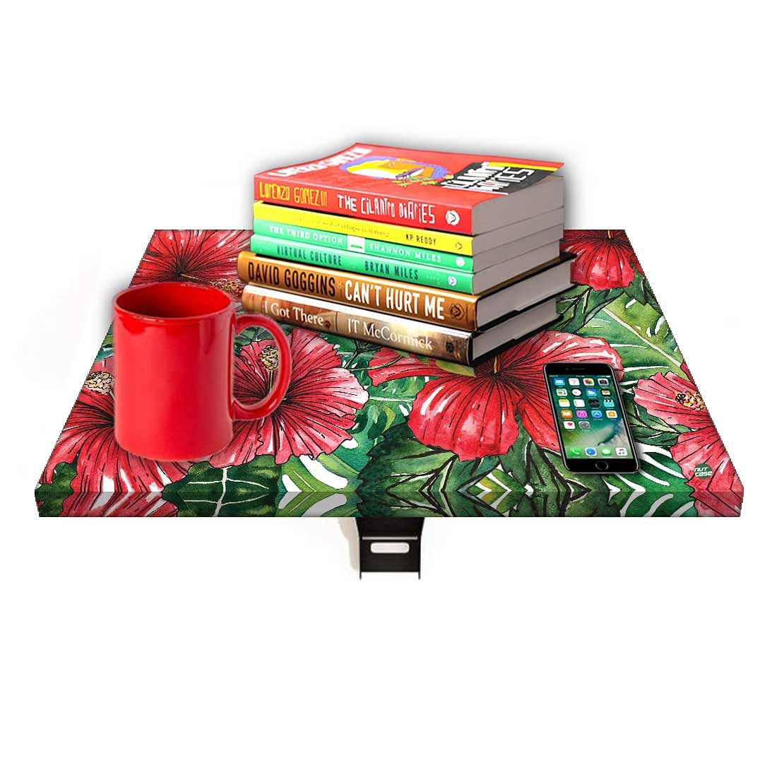 Floating Side Table for Bedroom - Red Hibiscus - Image 7