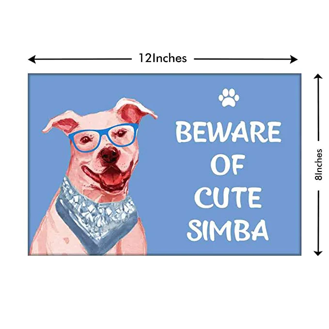 Personalized Dog Name Plate - Beware Of Dog Sign - Hipster Staffordshire terrier - Image 3