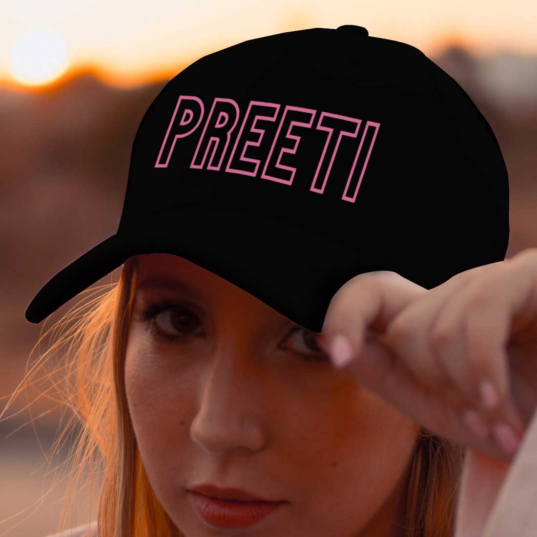 Black Cap For Women with Name - Image 3