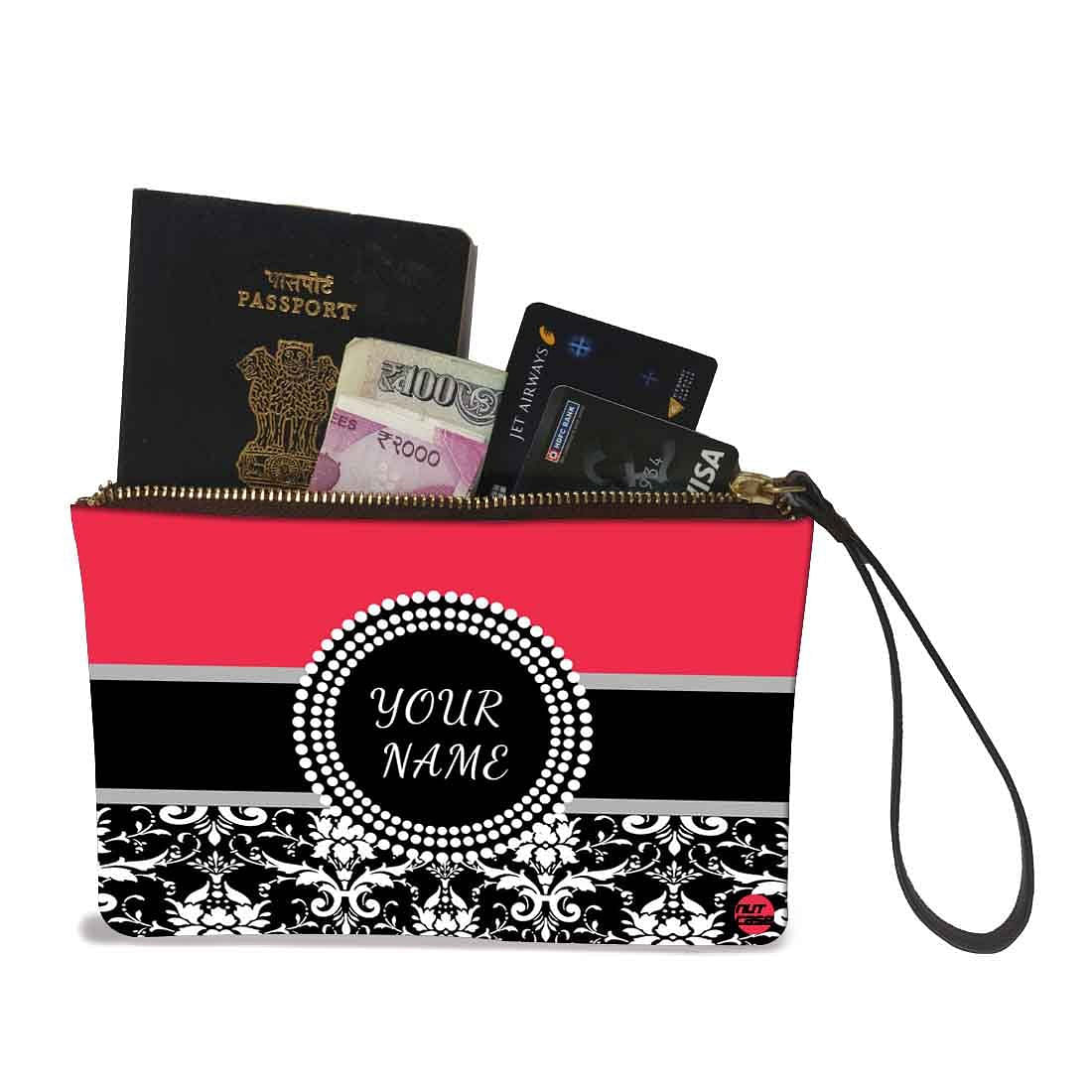 Phone Pouch For Ladies - Black Floral Design - Image 2