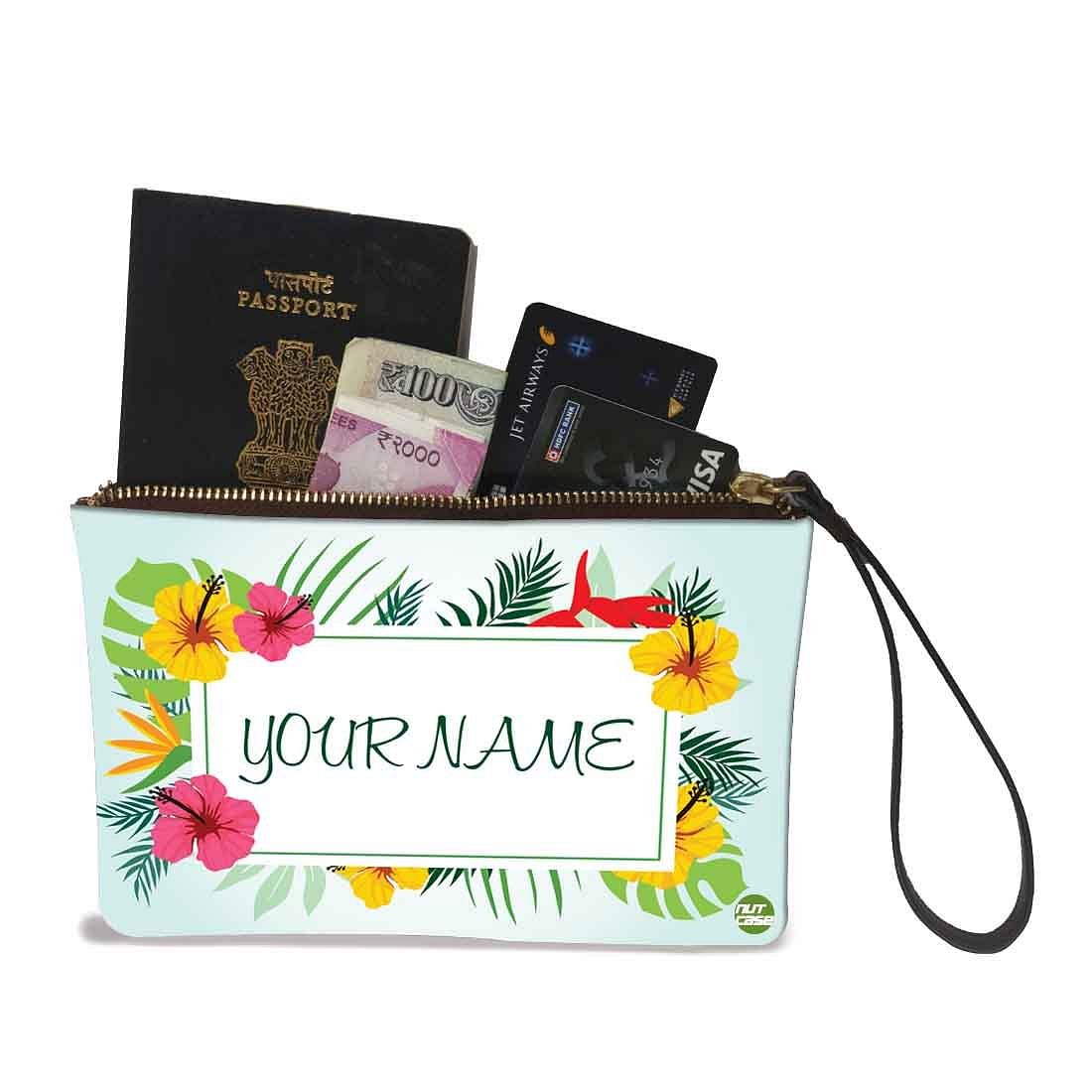 Phone Pouch For Ladies - Yellow Pink Hibiscus - Image 2