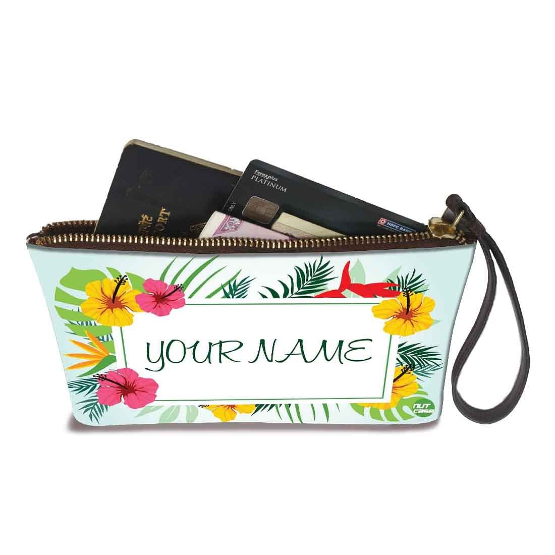 Phone Pouch For Ladies - Yellow Pink Hibiscus - Image 3