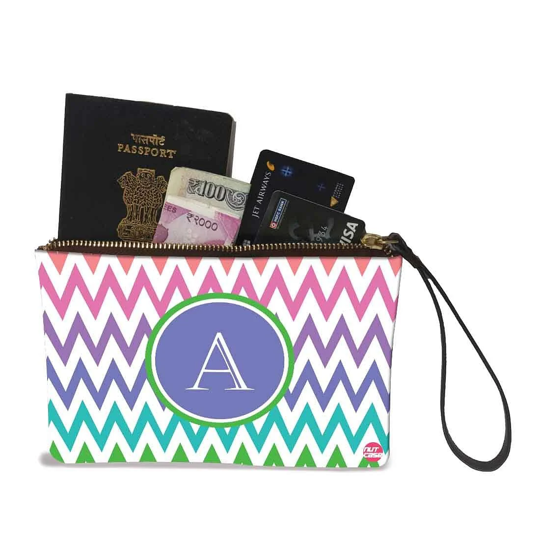 Small Leather Coin Purse - Zig Zag Lines Multicolor - Image 2