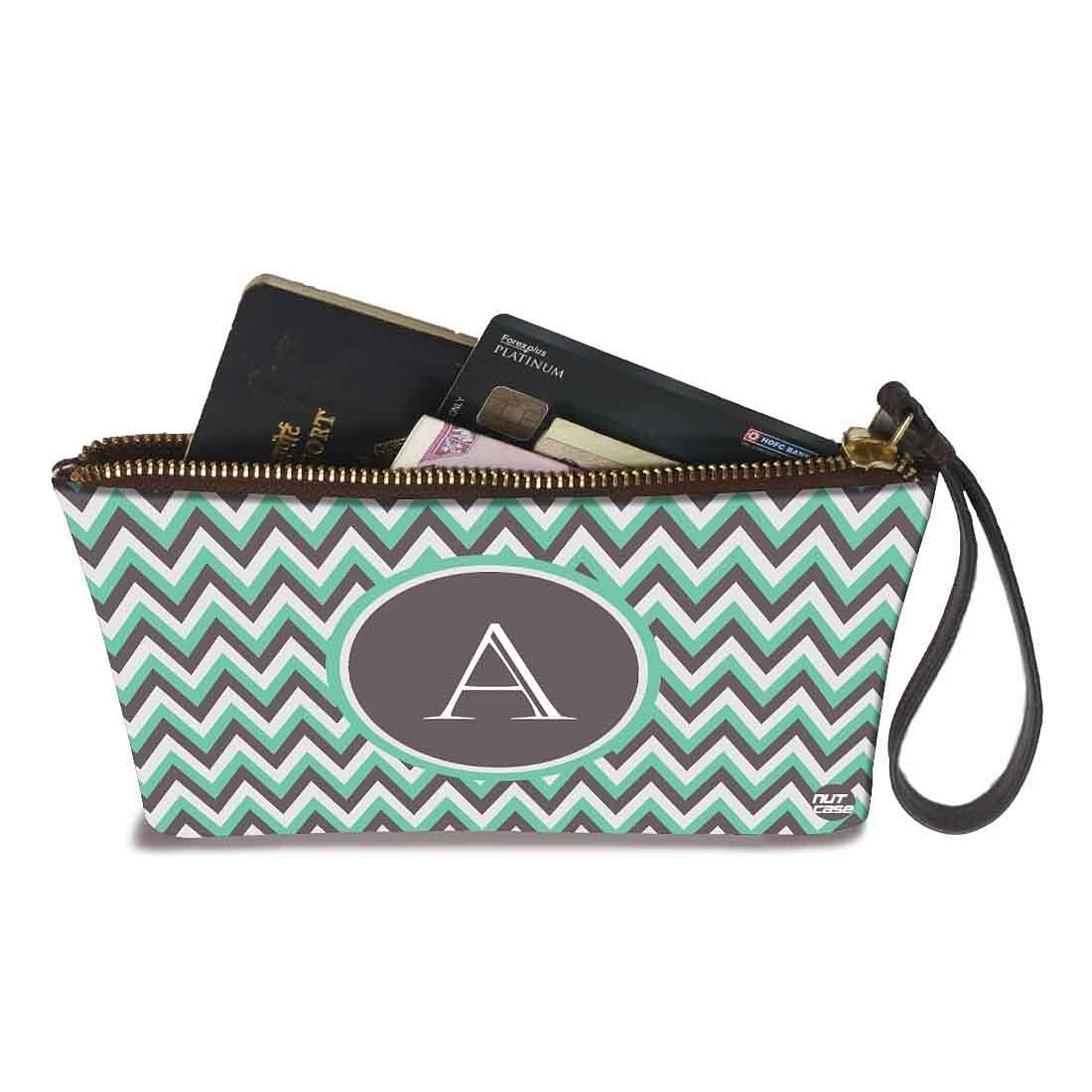 Womens Pouch Purse - Grey Zig Zag Lines - Image 3