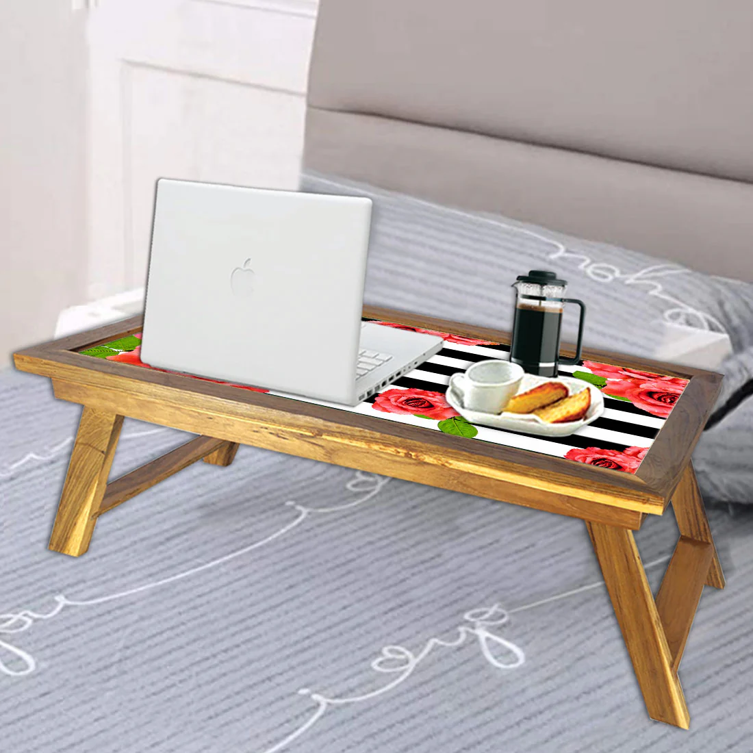 Nutcase Folding Floral Stripes Bed Table for Breakfast - Image 5