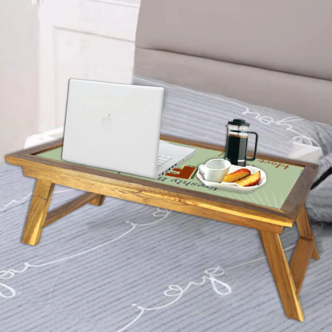 Wooden Folding Bed Table for Breakfast - Coffee Love - Image 5