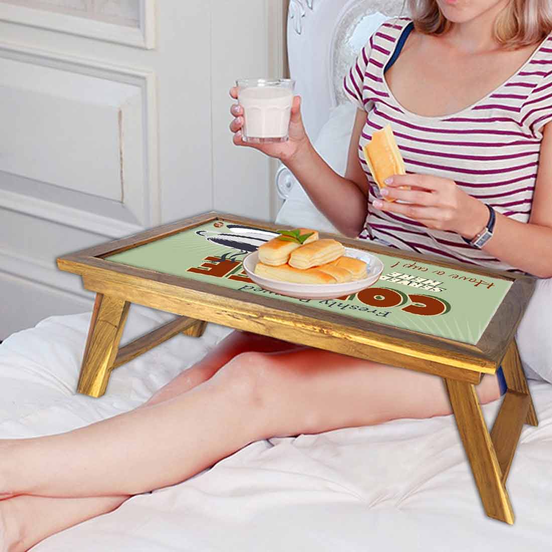 Wooden Folding Bed Table for Breakfast - Coffee Love - Image 6