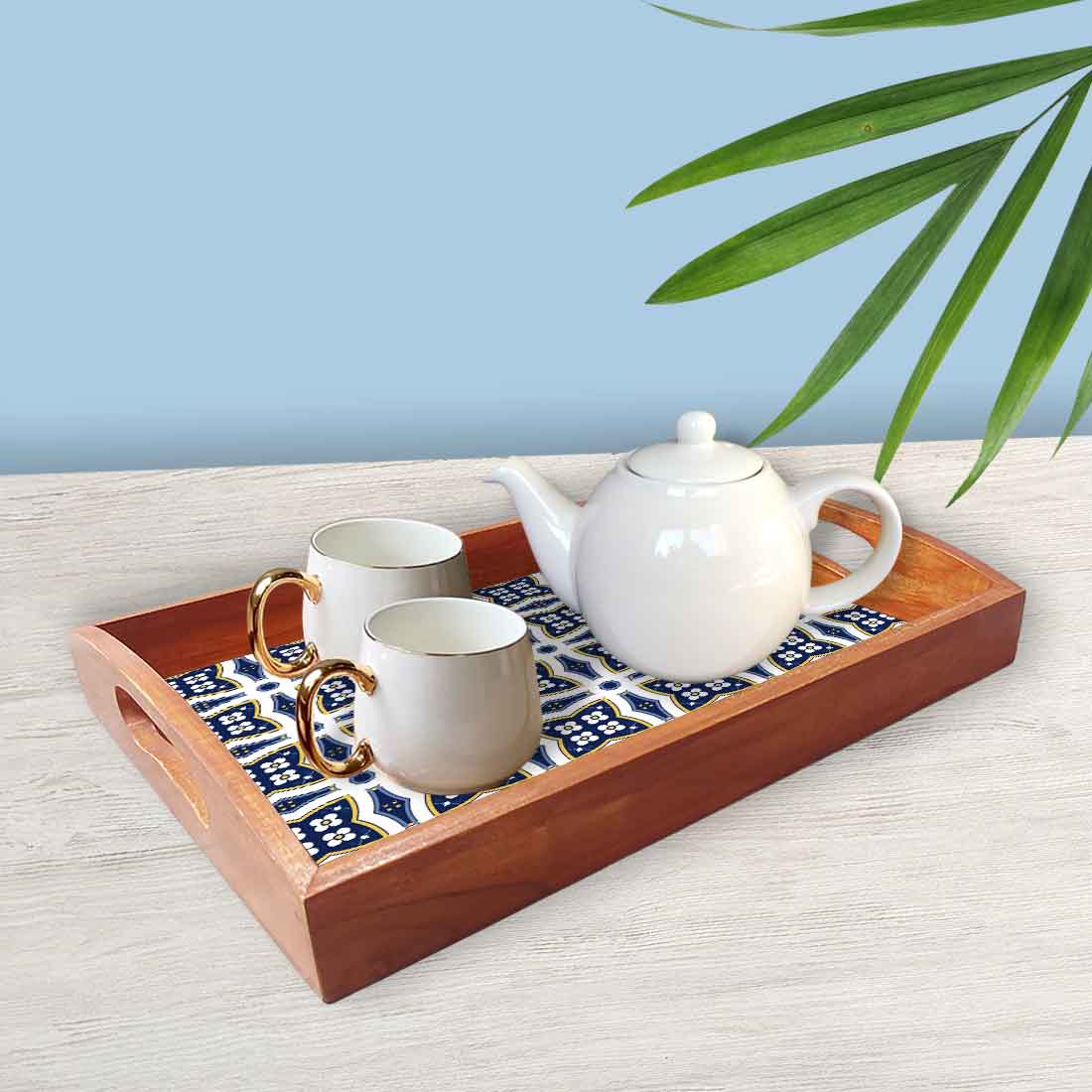 Rectangular Wooden Tray with Handle Set of 3 Designer Trays - Image 2