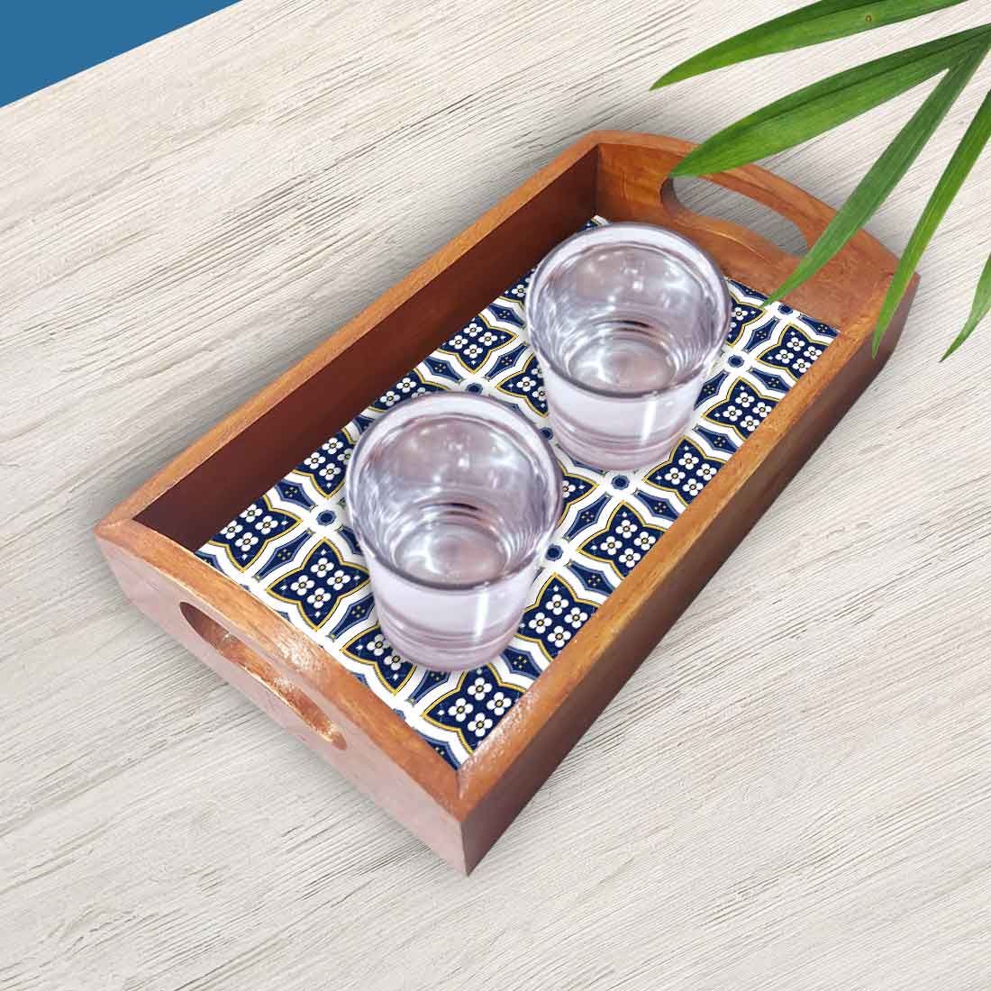 Rectangular Wooden Tray with Handle Set of 3 Designer Trays - Image 3