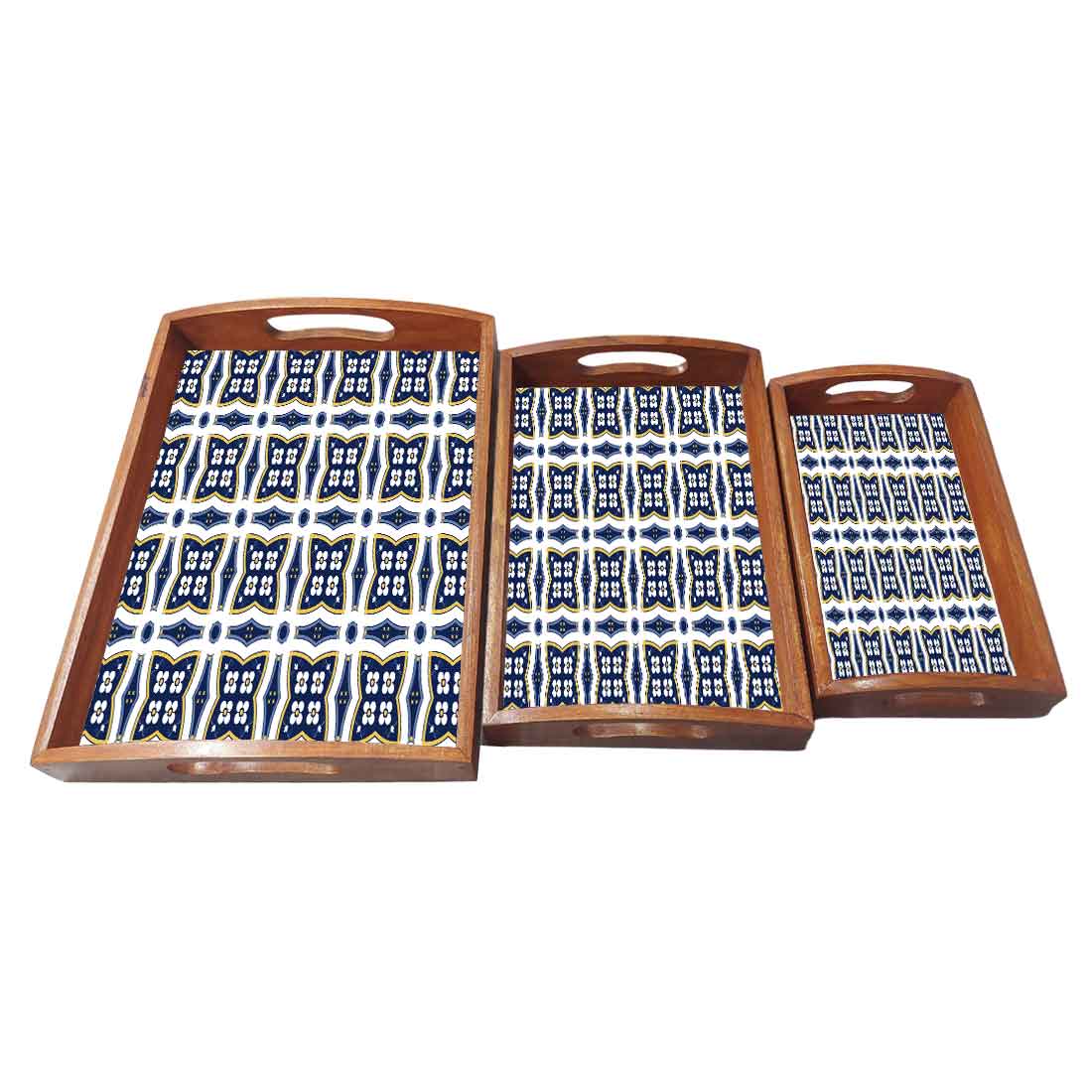 Rectangular Wooden Tray with Handle Set of 3 Designer Trays - Image 4