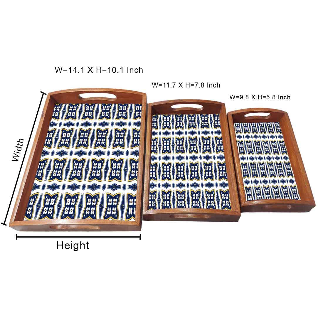 Rectangular Wooden Tray with Handle Set of 3 Designer Trays - Image 5