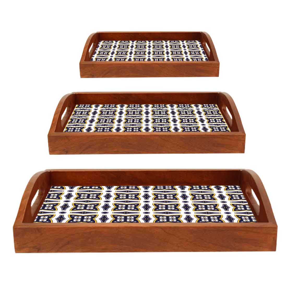 Rectangular Wooden Tray with Handle Set of 3 Designer Trays - Image 6