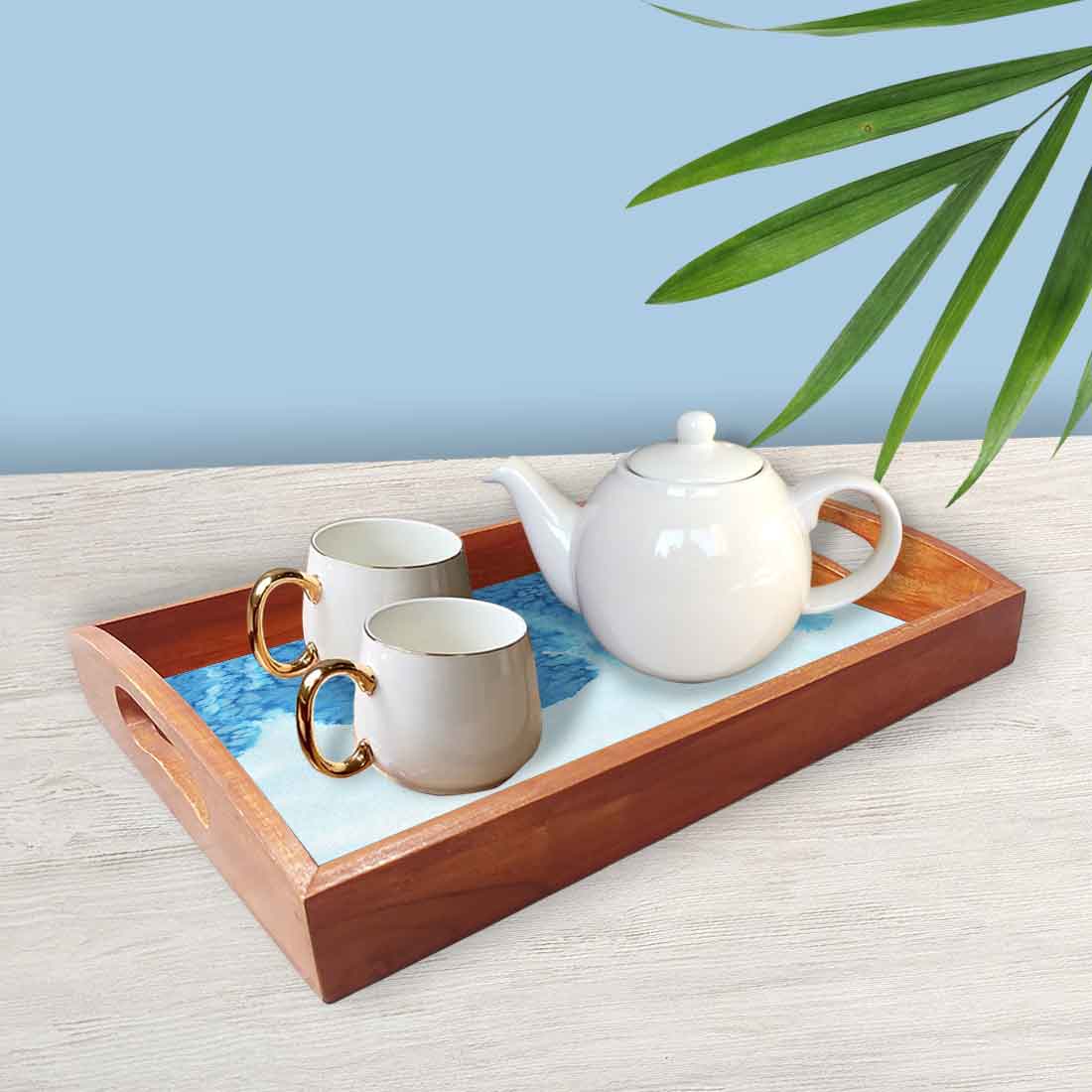 Wooden Tray with Handles Set of 3 for Kitchen Use - Image 2