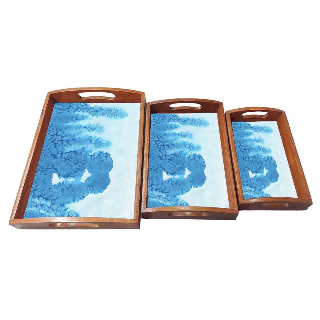 Wooden Tray with Handles Set of 3 for Kitchen Use - Image 4