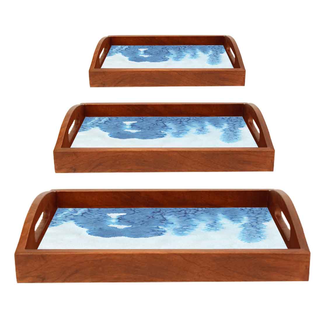 Wooden Tray with Handles Set of 3 for Kitchen Use - Image 6
