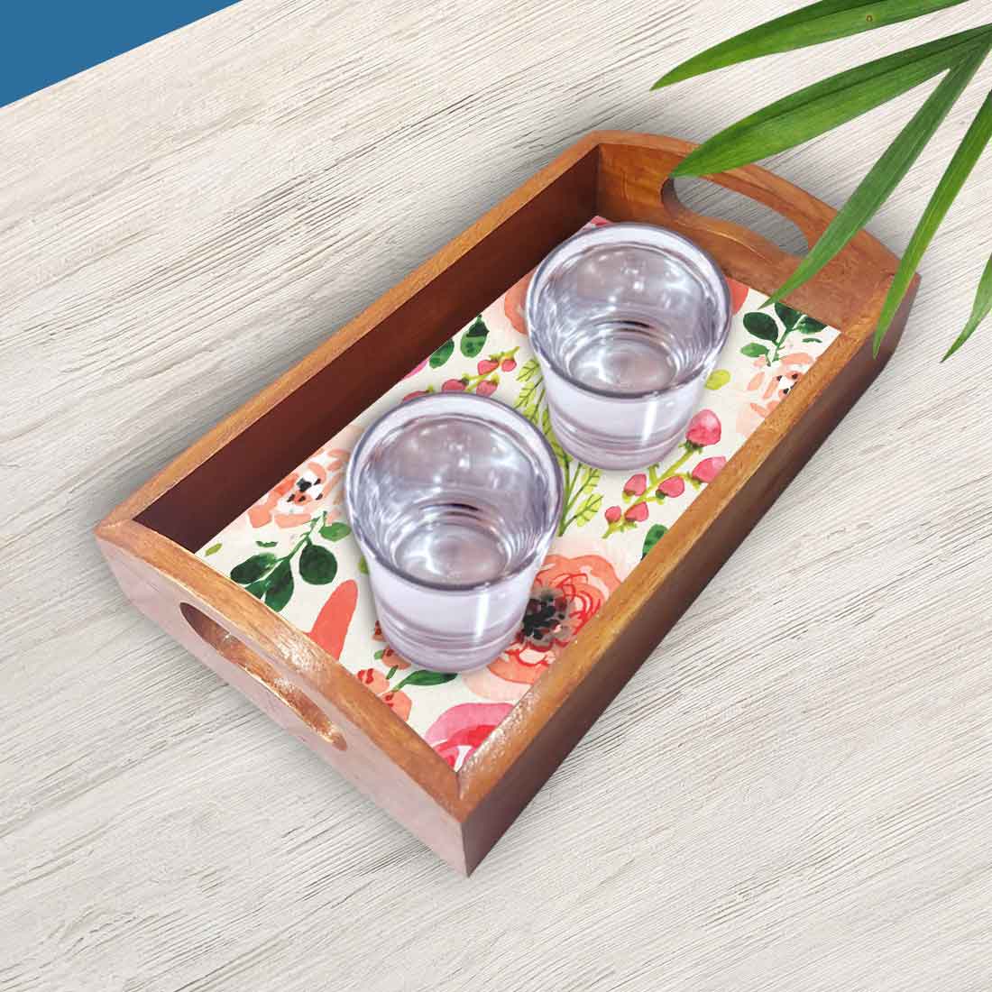 Rectangular Wooden Coffee Table Trays with Handle Set of 3 Designer Trays - Image 3