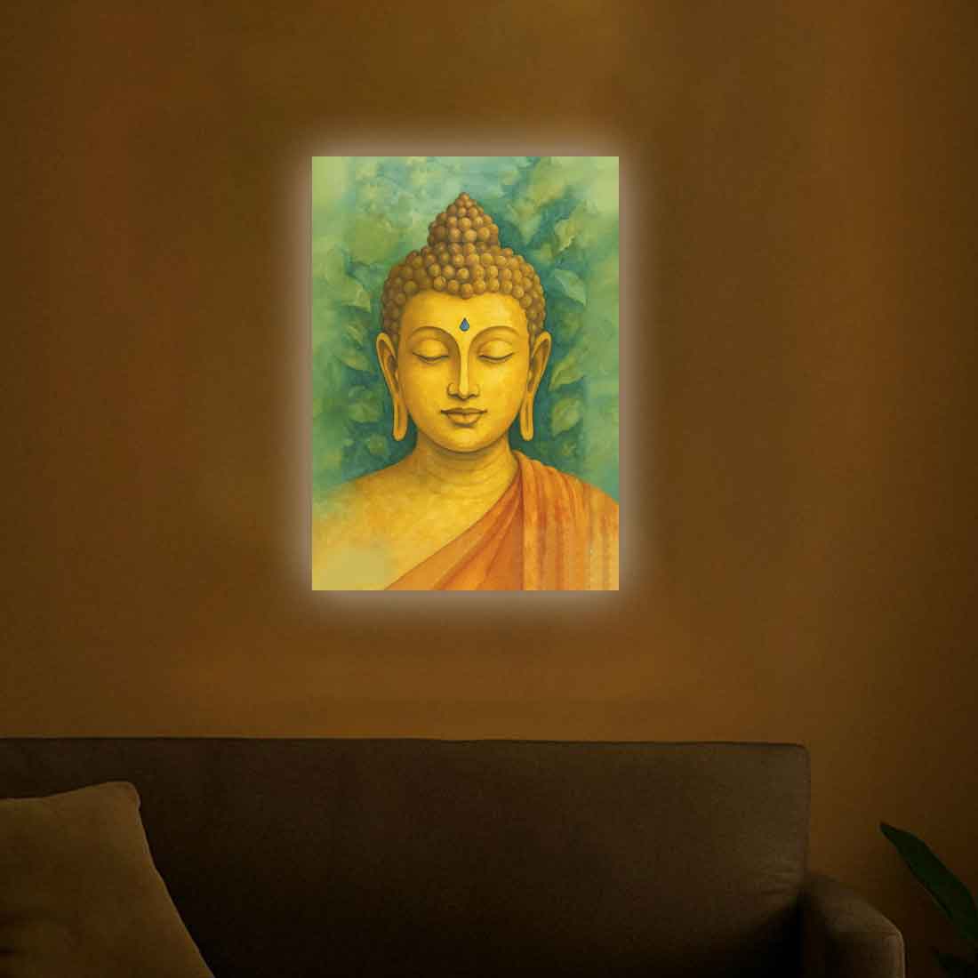Buddha Photo Frame with LED Light – Premium Acrylic Wall Art for Home & Office Décor - Image 3