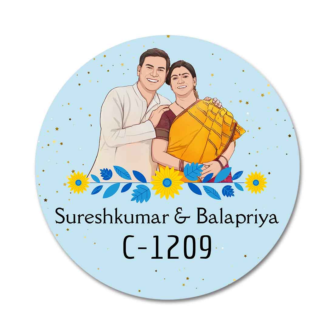 Caricature Portrait Round Name Plate Design Customized Name Plates with Photos - Image 8