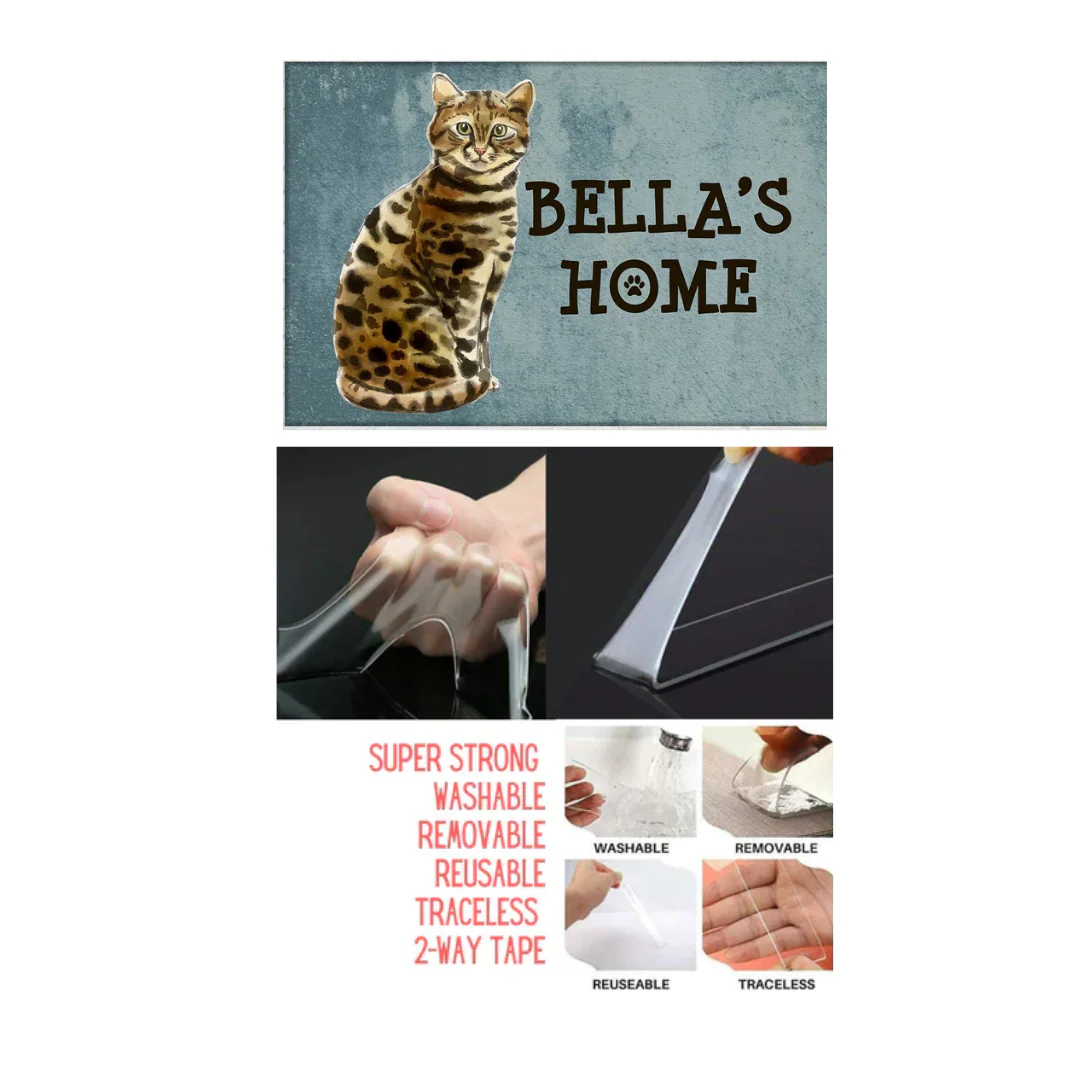 Customised Cat Name Plate House Sign - Cute Bengal Kitty - Image 4