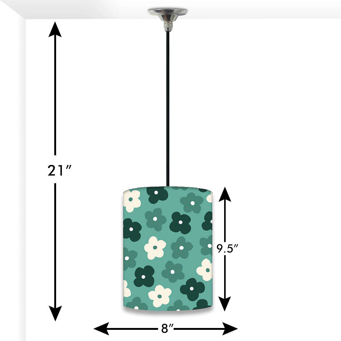 Beautiful Floral Pendant Lamp - White Green Flower - Image 2