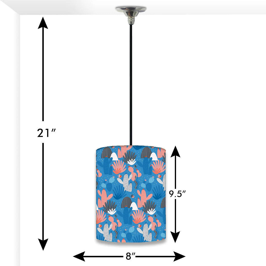 Cute Blue Pendant Lamp - Blue Cactus - Image 2