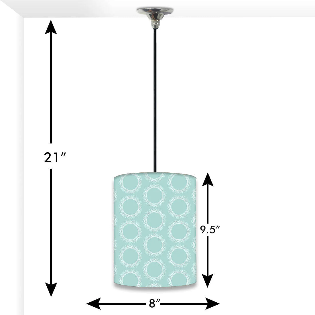 Designer Bedside Ceiling Pendant Lamp - Green Pattern Circle - Image 2