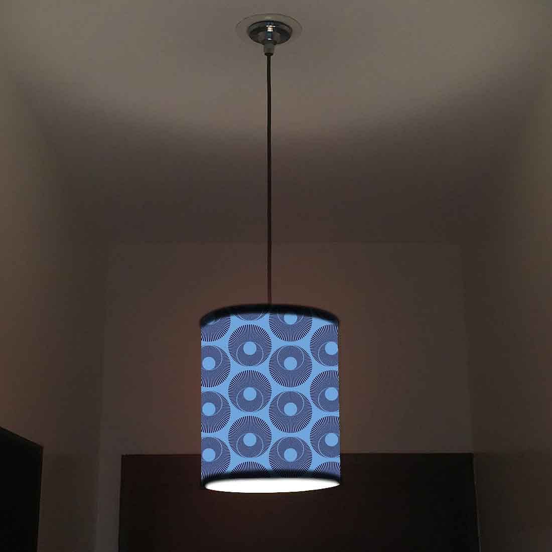 Ceiling Hanging Pendant Lamp Shade - Blue Retro Pattern - Image 2